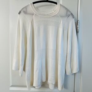 LIVERPOOL LOS ANGELES White Knit Sweater 3/4 Bell Sleeve Lightweight Size Large